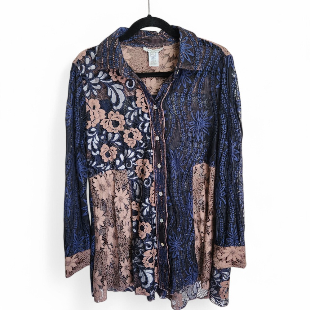 John Mark Womens Patchwork Button‎ Up Tunic Top S… - image 13